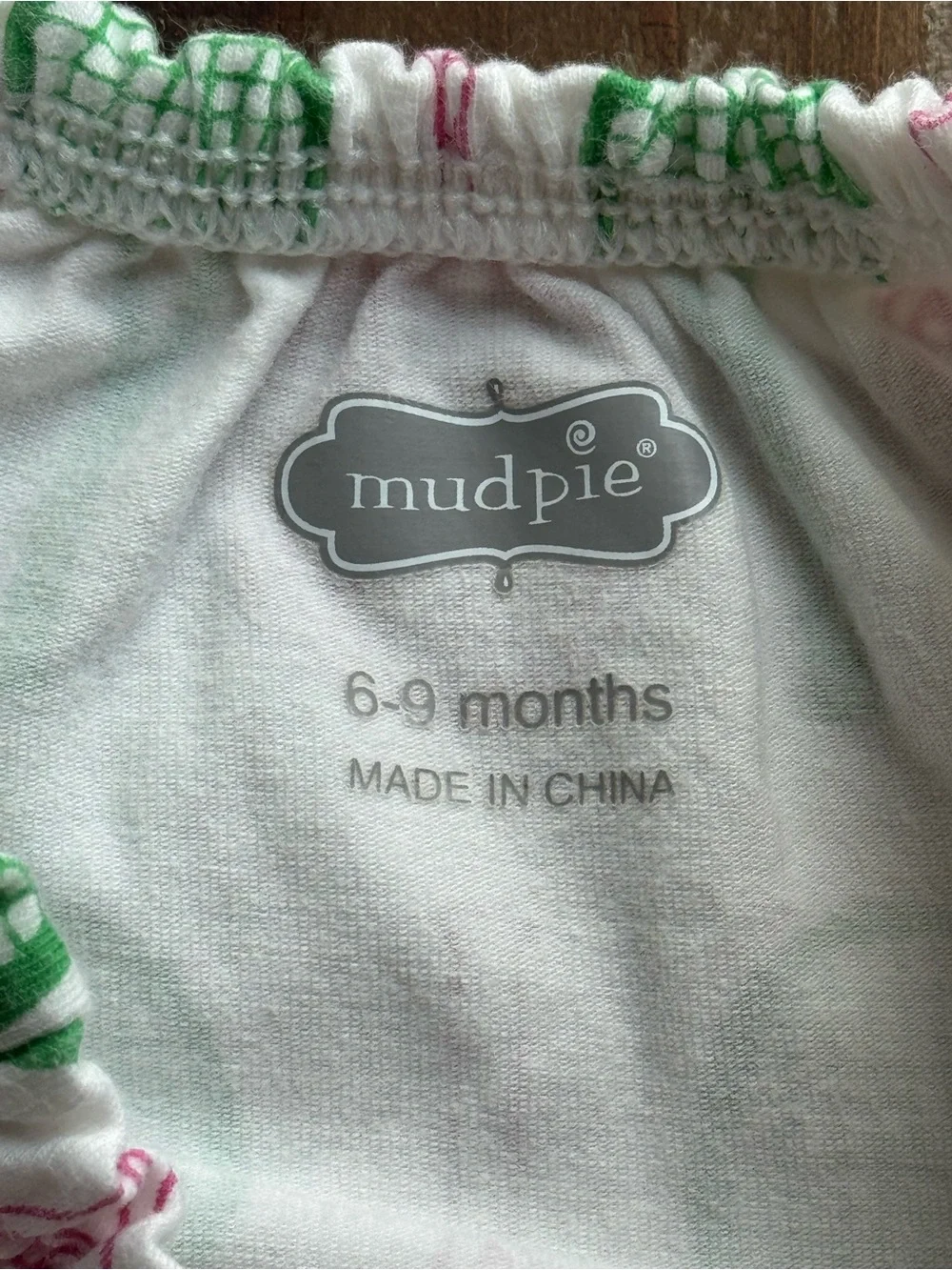 +Mud Pie Pink Green Pickleball Print Footed One-Piece 6-9M Baby Girl Preppy